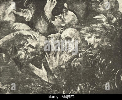 Group of heads, sketch for the Adoration of the Magi, drawn by Leonardo Da Vinci, circa 1481 Stock Photo