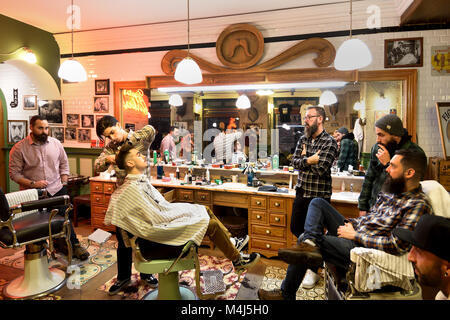 Figaro's Barbershop Lisboa Lisbon Portugal Lisbon (Rua Da Madalene 63 ) Stock Photo