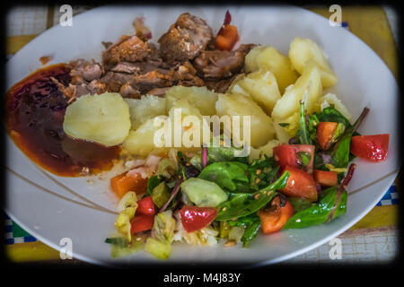 Pulled pork and potatoes meal Stock Photo