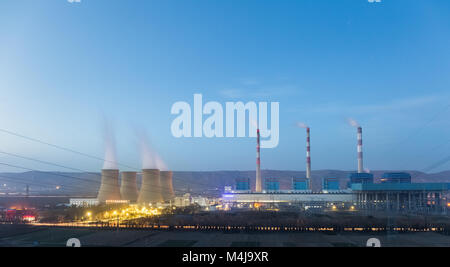 power plant in nightfall Stock Photo