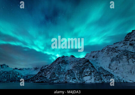 Northern lights in Lofoten Islands Stock Photo