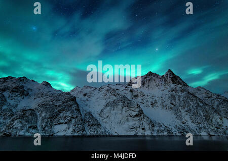 Northern lights in Lofoten Islands Stock Photo