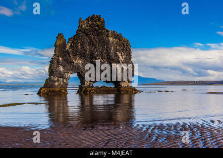 The cliff in Iceland as huge prehistoric monster Stock Photo