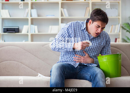 Man suffering from sick stomach and vomiting Stock Photo