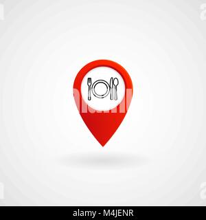 Red Location Icon for Restaurant, Vector, Illustration, Eps File Stock Vector