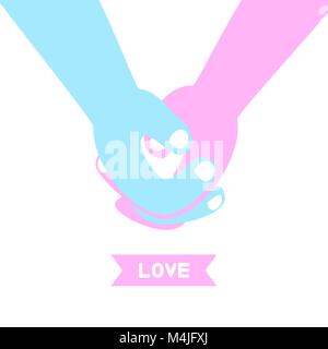 cute wedding couple holding hands love hearts vector illustration Stock ...