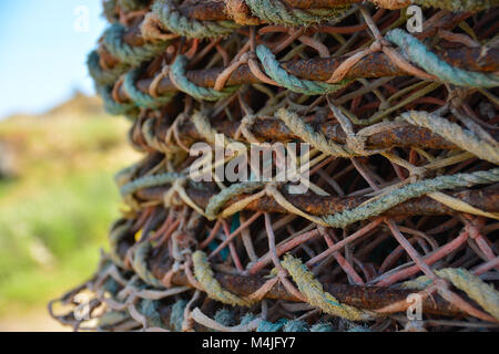 Details of old rustic crab pots in Newfoundland, Canada Stock Photo