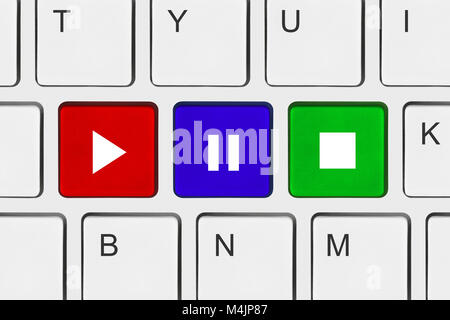 Computer keyboard with Play and Stop keys Stock Photo - Alamy