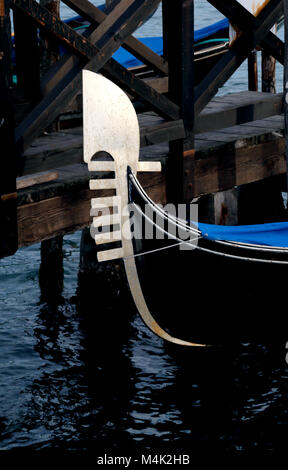 Bow of GONDOLA Symbol of Venice Island in Italy Stock Photo