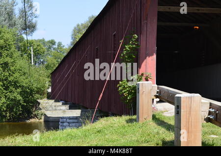 This covered bridge is the oldest covered bridge in Canada.  It is located in West Montrose, Ontario. Stock Photo