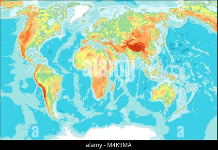 Physical World Map Stock Vector