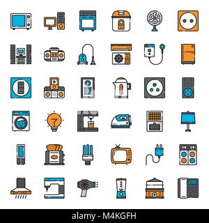 home appliances , pixel perfect filled outline icon, isolated on white background Stock Vector