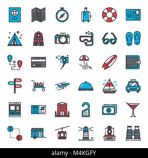 travel , pixel perfect filled outline icon, isolated on white background Stock Vector