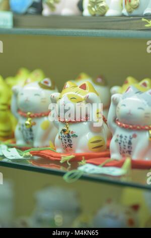 Japanese Cat Dolls at Tokyo shopping streets taken on January 1, 2018. Colorful Dolls are famous souvenir item for tourists in Japan Stock Photo