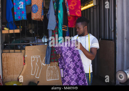 Tailor checking fabric Stock Photo