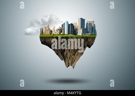 Floating city in urban planning concept - 3D rendering Stock Photo