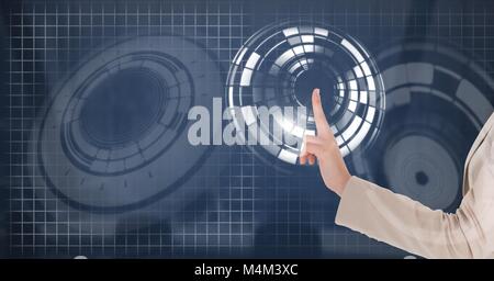 Hand touching circle interface Stock Photo