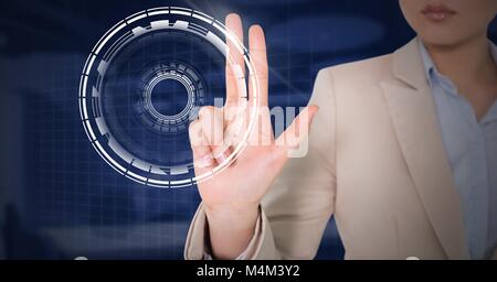 Hand touching circle interface Stock Photo