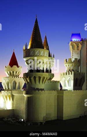 Excalibur Hotel & Casino in Las Vegas at night Stock Photo