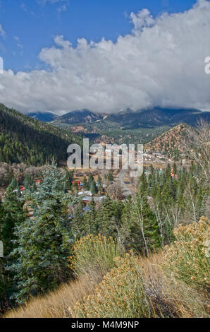 Overlooking the mountain town of Red River, New Mexico Stock Photo