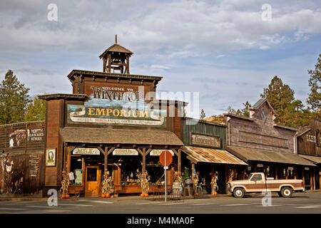 WA13496-00...WASHINGTON - Western themed town of Winthrop located on the eastern end of the North Cascade Highway. Stock Photo