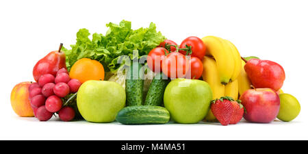 Collection of fruits and vegetables isolated on white background for your project. Stock Photo