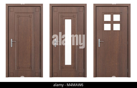 wooden door isolated on white background Stock Photo