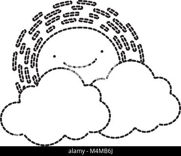 dotted shape happy sun nature weather kawaii Stock Vector Image & Art ...