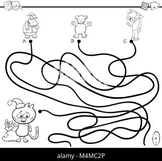 path maze game coloring page Stock Photo