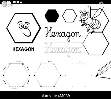 hexagon basic geometric shapes coloring page Stock Photo