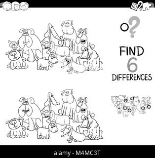 spot the difference with dogs coloring book Stock Photo