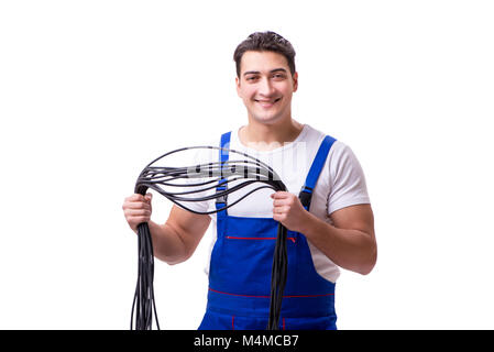 Man doing electrical repairs Stock Photo