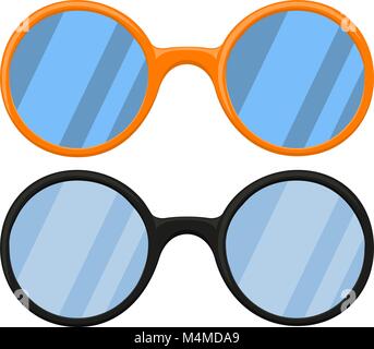 Cartoon icon poster glasses, spectacles black orange set. Stock Vector