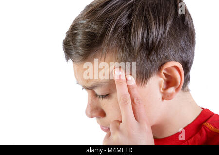 Young caucasian teenage boy with a head ache Stock Photo