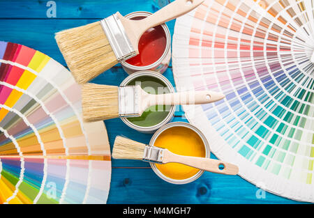 Paint cans color palette Stock Photo - Alamy