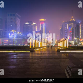 Buddha Toothe Relic Temple in Chinatown with Singapores business district in the background. Xian Stock Photo