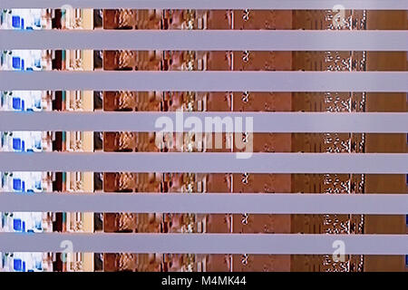 glitches, digital interference and distortion on the LCD TV screen Stock Photo