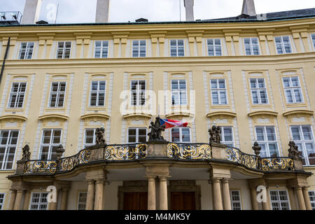 Prague, Czech Republic: Facade of the Old Royal Palace, part of the Prague castle complex. Its history dates back to the 12th century and it is design Stock Photo