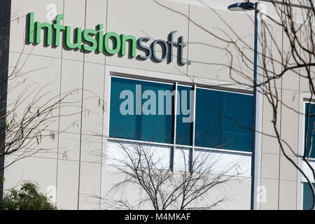 A logo sign outside of the headquarters of Infusionsoft in Chandler, Arizona, on February 3, 2018. Stock Photo
