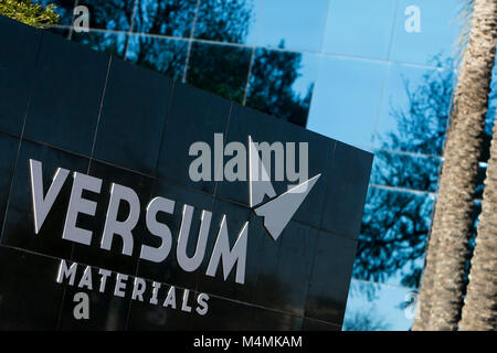 A logo sign outside of a the headquarters of Versum Materials in Tempe, Arizona, on February 3, 2018. Stock Photo