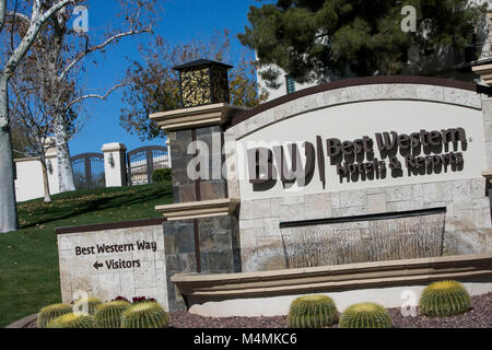 A logo sign outside of the headquarters of Best Western International, Inc., in Phoenix, Arizona, on February 4, 2018. Stock Photo