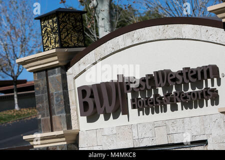 A logo sign outside of the headquarters of Best Western International, Inc., in Phoenix, Arizona, on February 4, 2018. Stock Photo