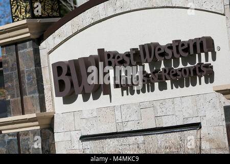 A logo sign outside of the headquarters of Best Western International, Inc., in Phoenix, Arizona, on February 4, 2018. Stock Photo