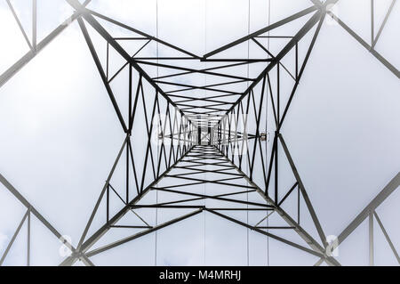 Bottom view of a electricity tower Stock Photo