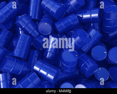 3D rendering blue barrels Stock Photo