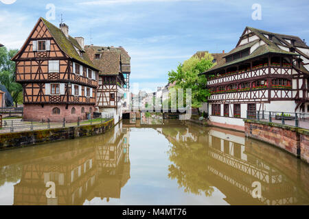 Quaint timbered houses of Petite France in Strasbourg, France. Franch traditional houses at Strasbourg, France. Stock Photo