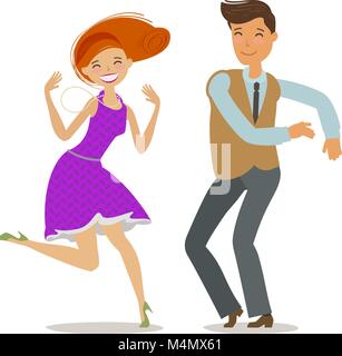 Couple dancing. Dance party concept. Cartoon vector illustration Stock Vector