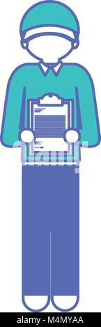 avatar courier worker with checklist Stock Vector