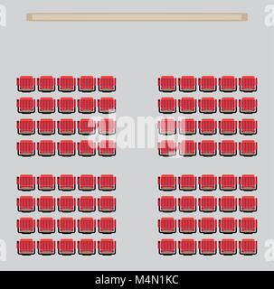 Top View show Red Seat map in the Theater  Vector and illustration Stock Vector