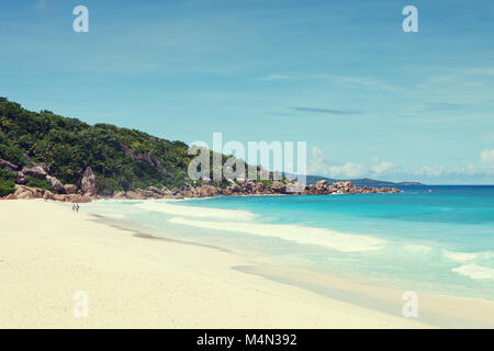 Beach Grand Anse, La Digue, Seychelles. Toned image Stock Photo